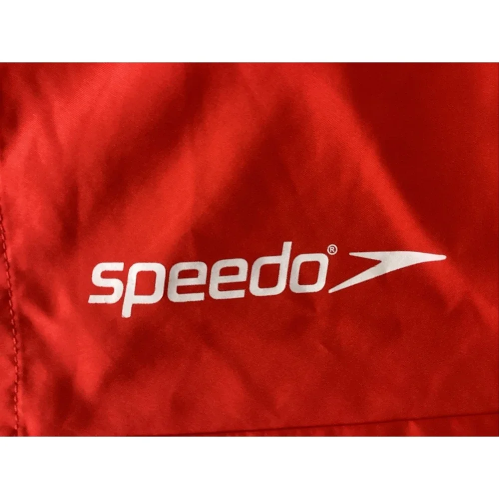 Speedo Swim Shorts Colorblock Red White Navy Men's S Elastic Waist Mesh Lining